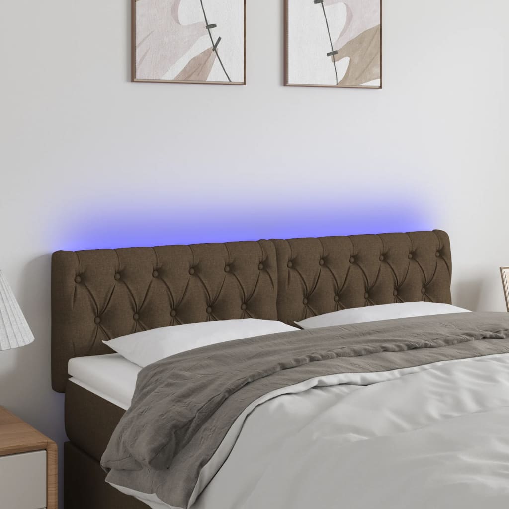 LED uzglavlje tamnosmeđe 160 x 7 x 78/88 cm od tkanine