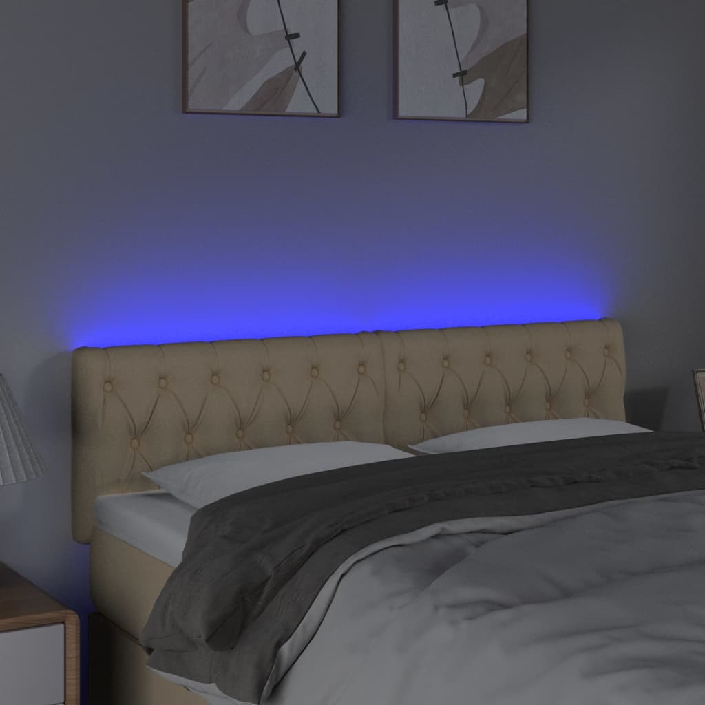 LED uzglavlje krem 160 x 7 x 78/88 cm od tkanine