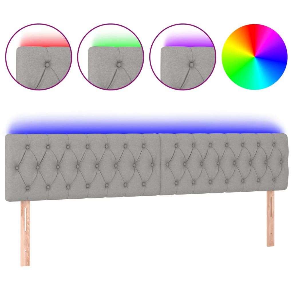LED uzglavlje svjetlosivo 180 x 7 x 78/88 cm od tkanine