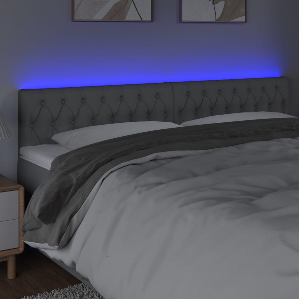 LED uzglavlje svjetlosivo 180 x 7 x 78/88 cm od tkanine