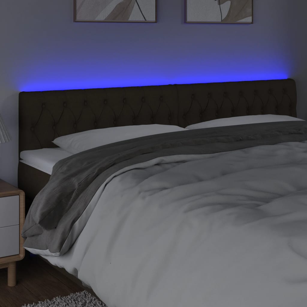 LED uzglavlje tamnosmeđe 180 x 7 x 78/88 cm od tkanine