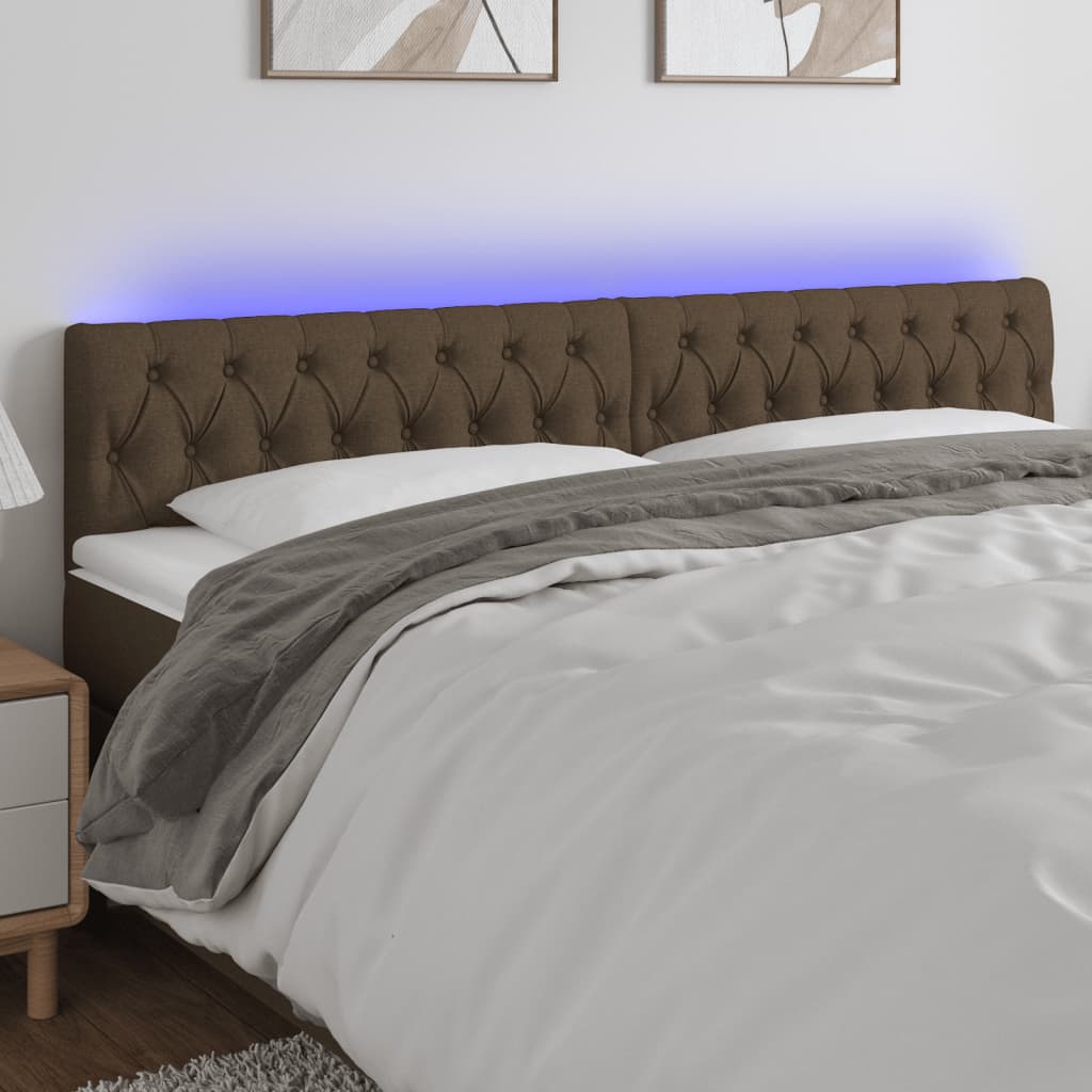 LED uzglavlje tamnosmeđe 180 x 7 x 78/88 cm od tkanine