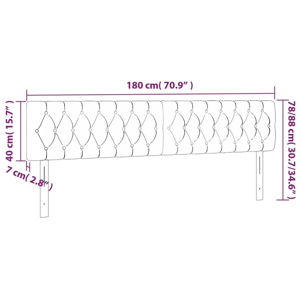 LED uzglavlje krem 180 x 7 x 78/88 cm od tkanine