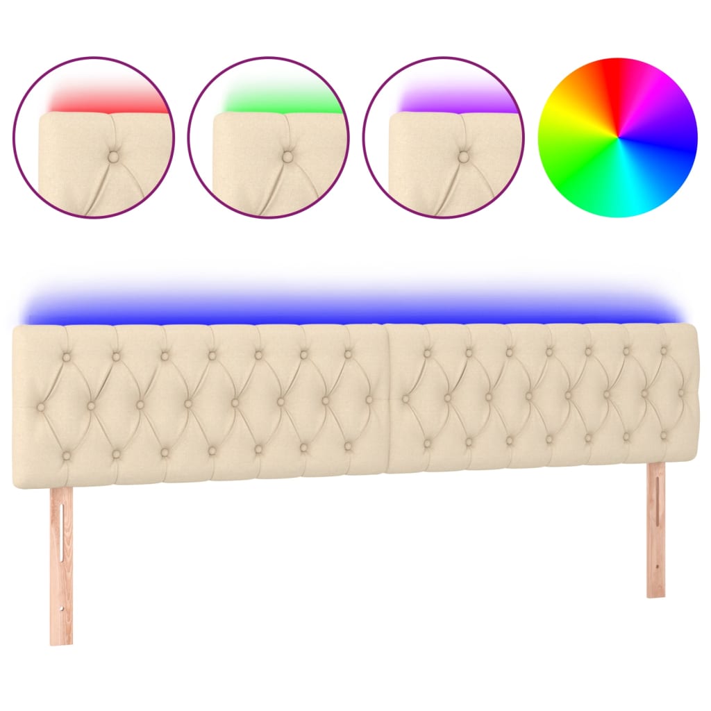 LED uzglavlje krem 200 x 7 x 78/88 cm od tkanine