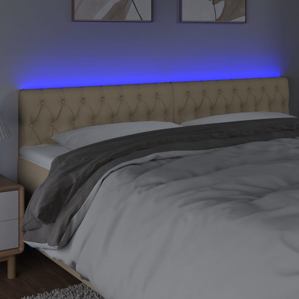 LED uzglavlje krem 200 x 7 x 78/88 cm od tkanine