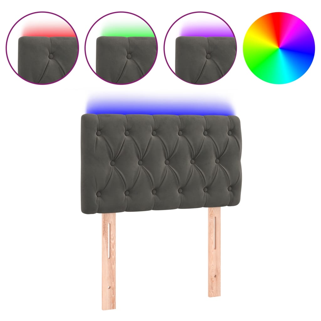 LED uzglavlje tamnosivo 80x7x78/88 cm baršunasto