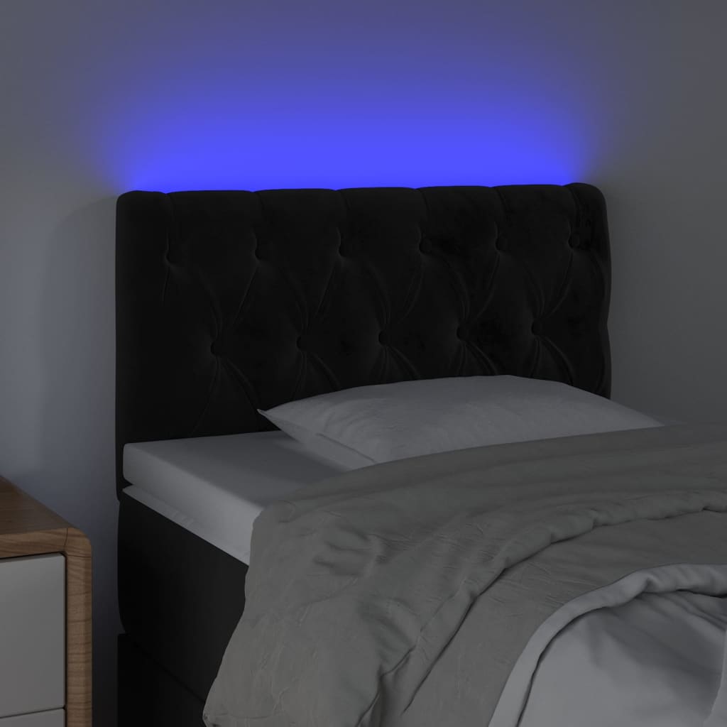 LED uzglavlje crno 80x7x78/88 cm baršunasto