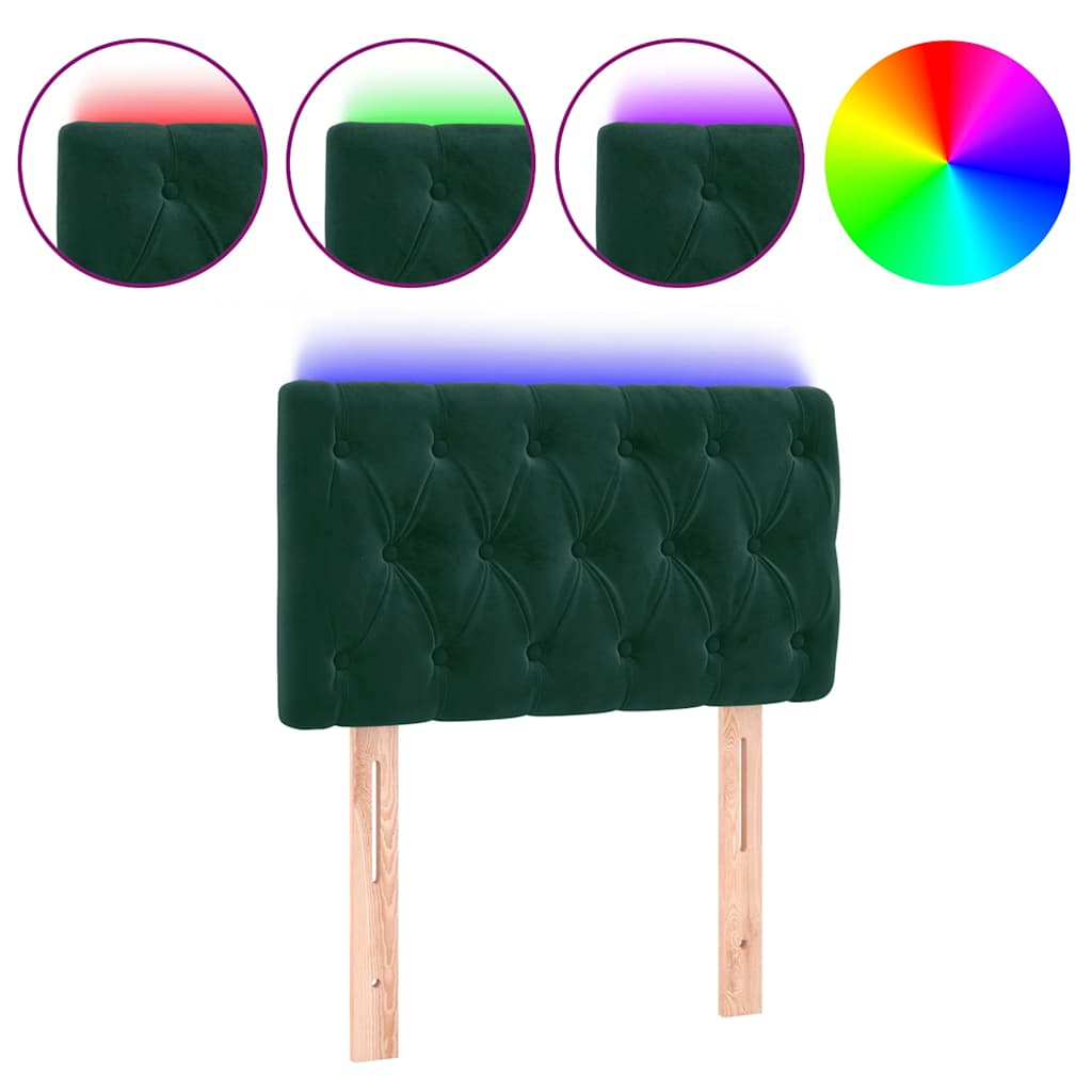 LED uzglavlje tamnozeleno 80x7x78/88 cm baršunasto