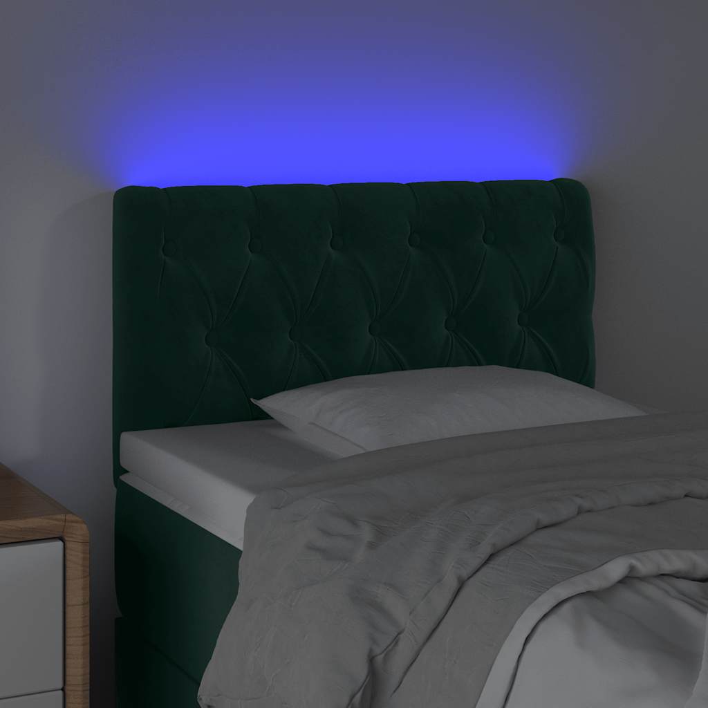 LED uzglavlje tamnozeleno 80x7x78/88 cm baršunasto