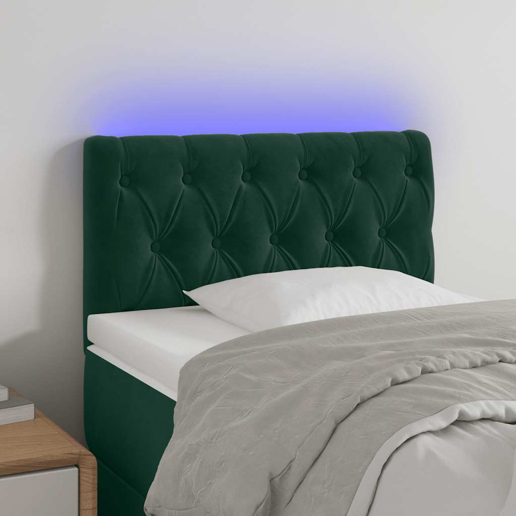 LED uzglavlje tamnozeleno 80x7x78/88 cm baršunasto
