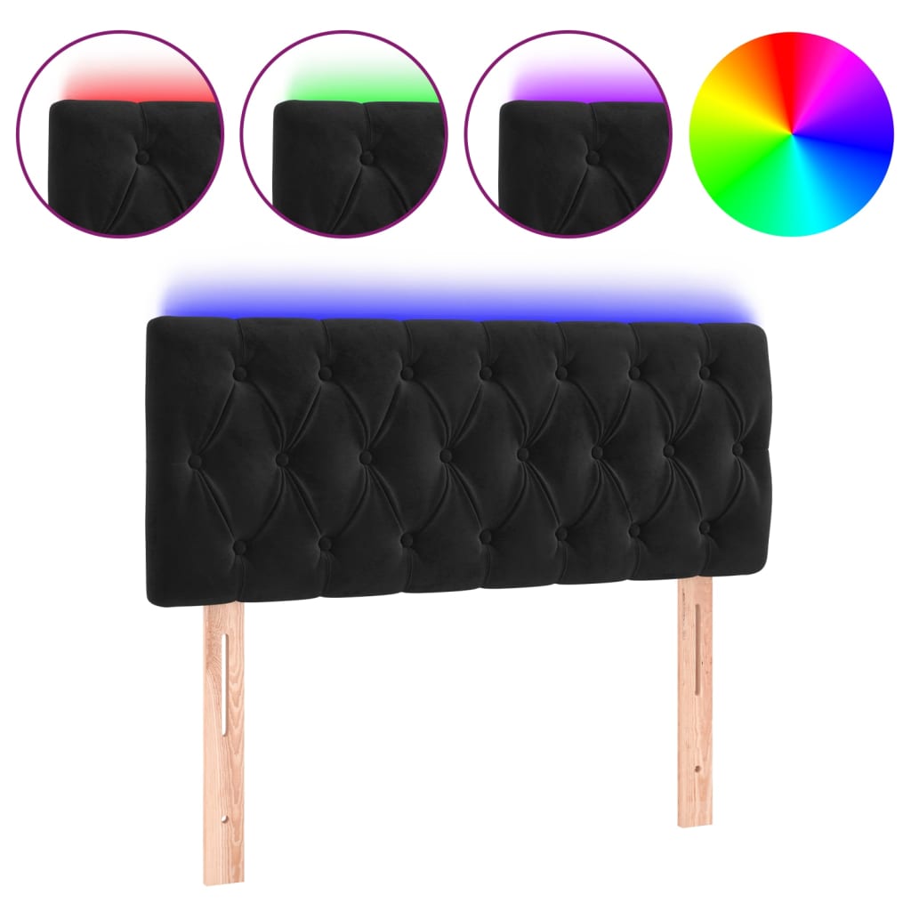LED uzglavlje crno 90x7x78/88 cm baršunasto