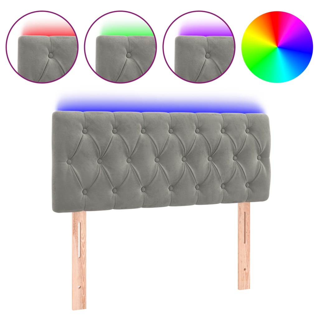 LED uzglavlje svjetlosivo 100x7x78/88 cm baršunasto