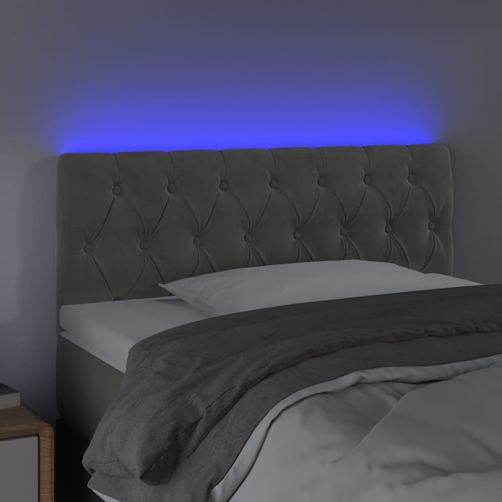 LED uzglavlje svjetlosivo 100x7x78/88 cm baršunasto