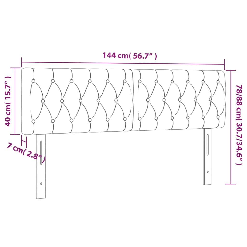 LED uzglavlje tamnosivo 144x7x78/88 cm baršunasto