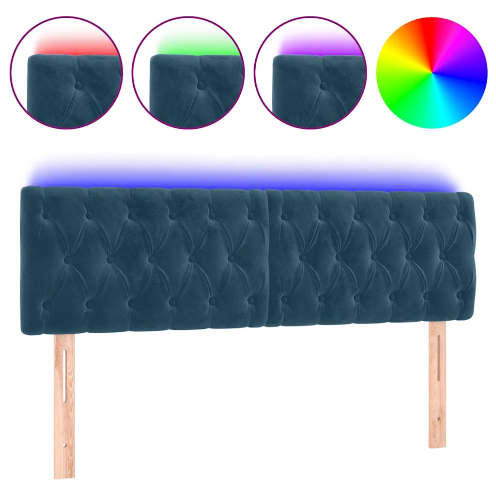 LED uzglavlje tamnoplavo 144x7x78/88 cm baršunasto