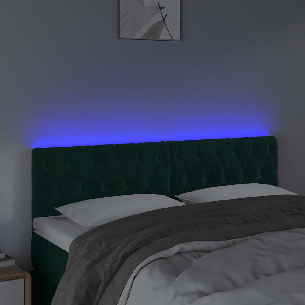 LED uzglavlje tamnozeleno 160x7x78/88 cm baršunasto