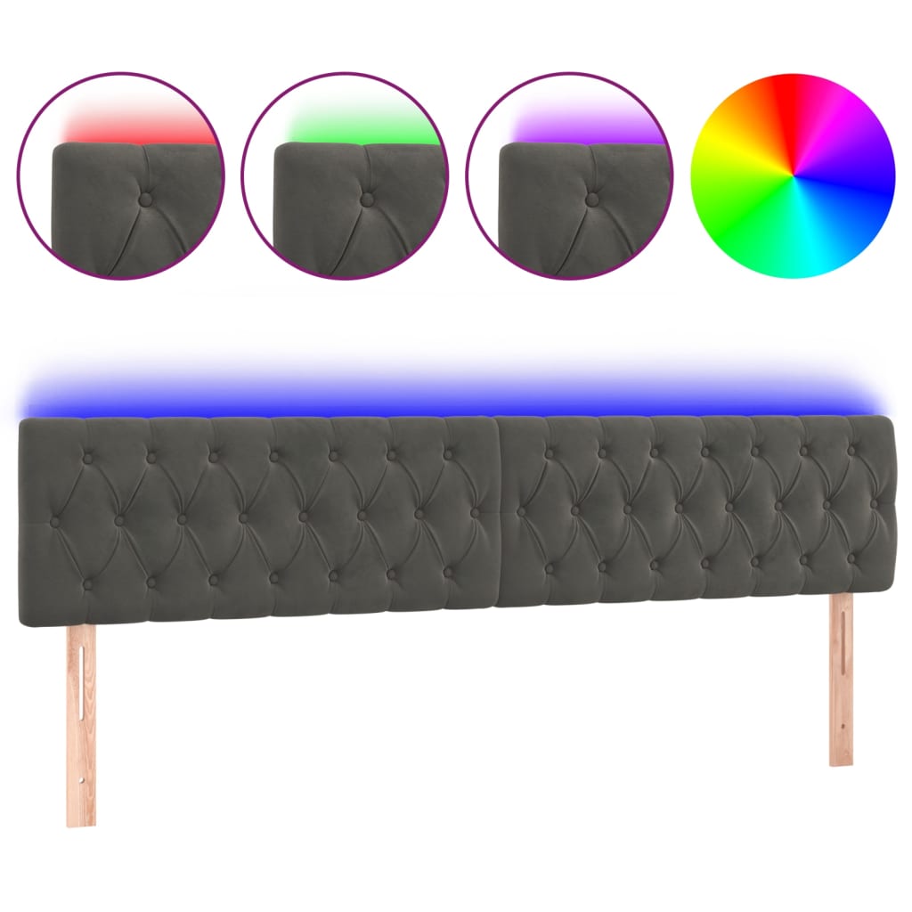 LED uzglavlje tamnosivo 180x7x78/88 cm baršunasto