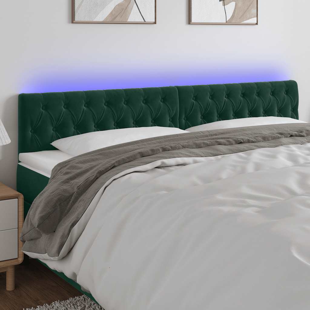 LED uzglavlje tamnozeleno 180x7x78/88 cm baršunasto