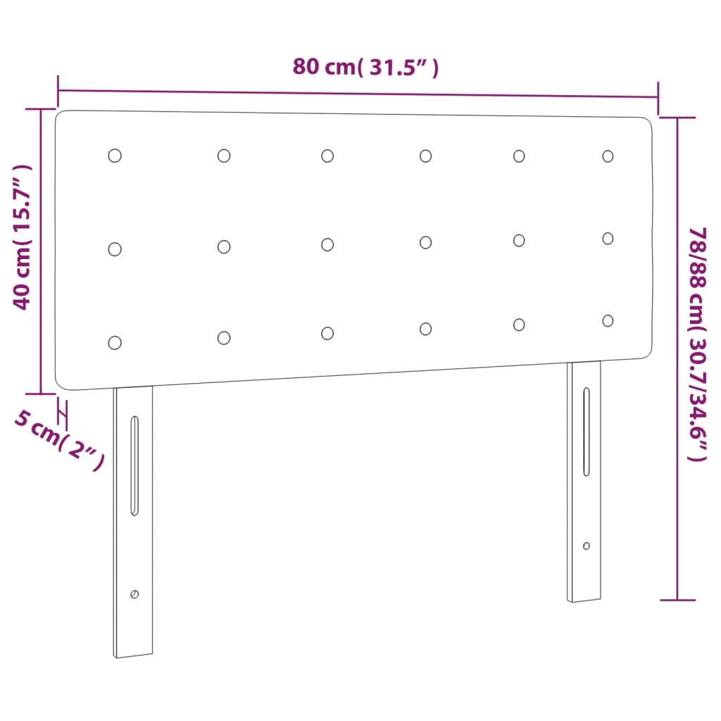 LED uzglavlje krem 80 x 5 x 78/88 cm od tkanine