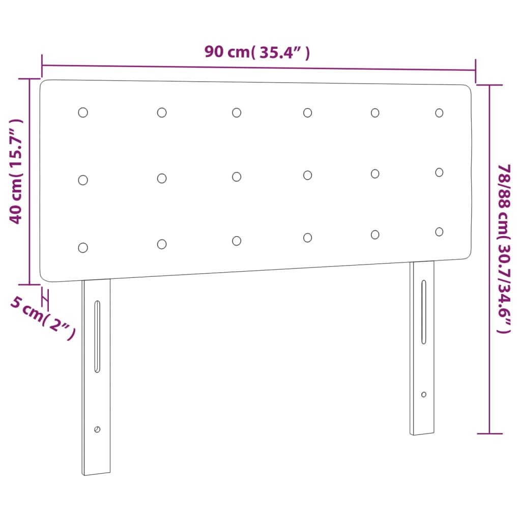 LED uzglavlje krem 90x5x78/88 cm od tkanine