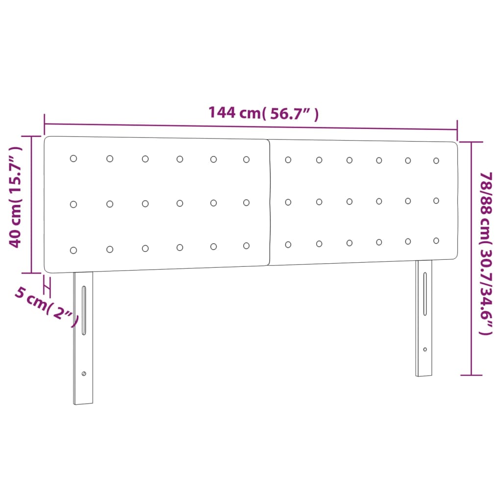 LED uzglavlje svjetlosivo 144 x 5 x 78/88 cm od tkanine