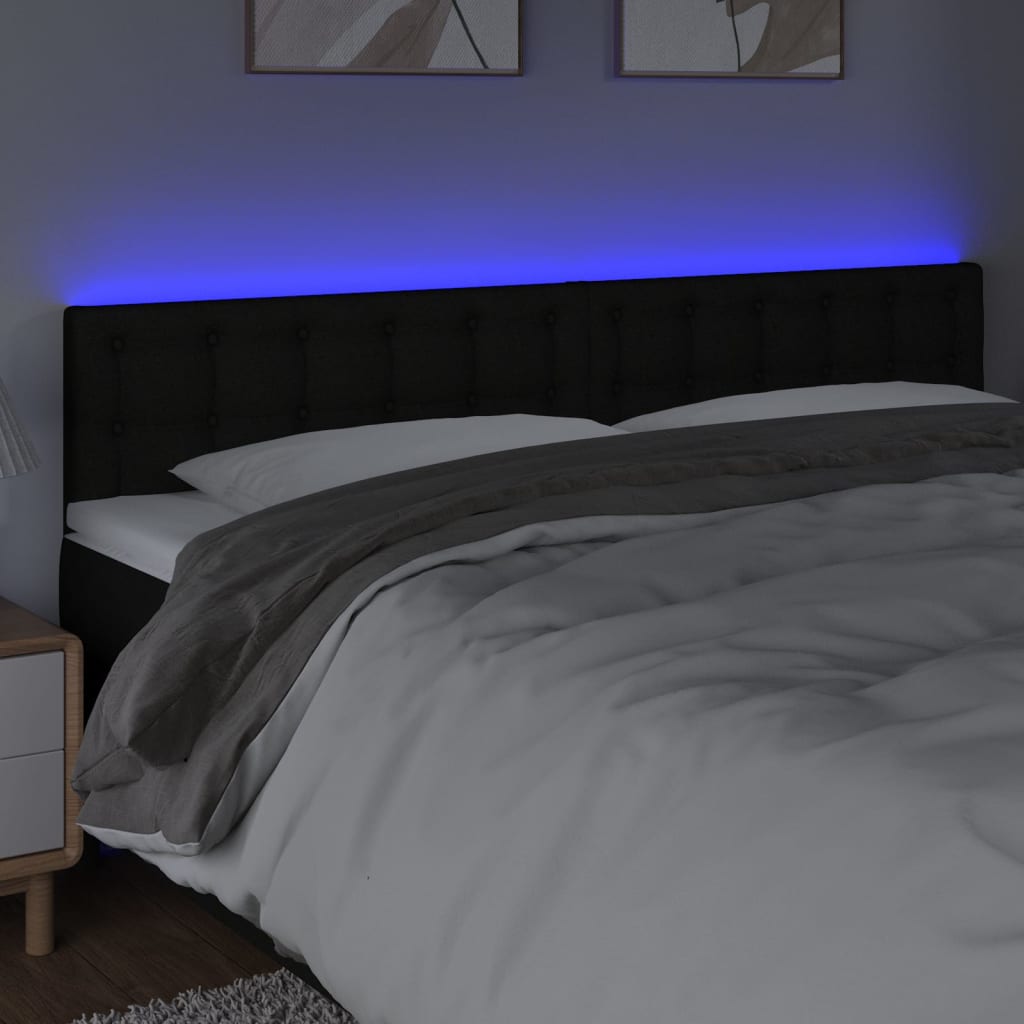 LED uzglavlje crno 160x5x78/88 cm od tkanine