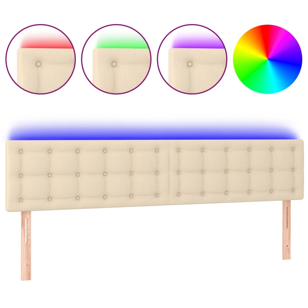 LED uzglavlje krem 160x5x78/88 cm od tkanine