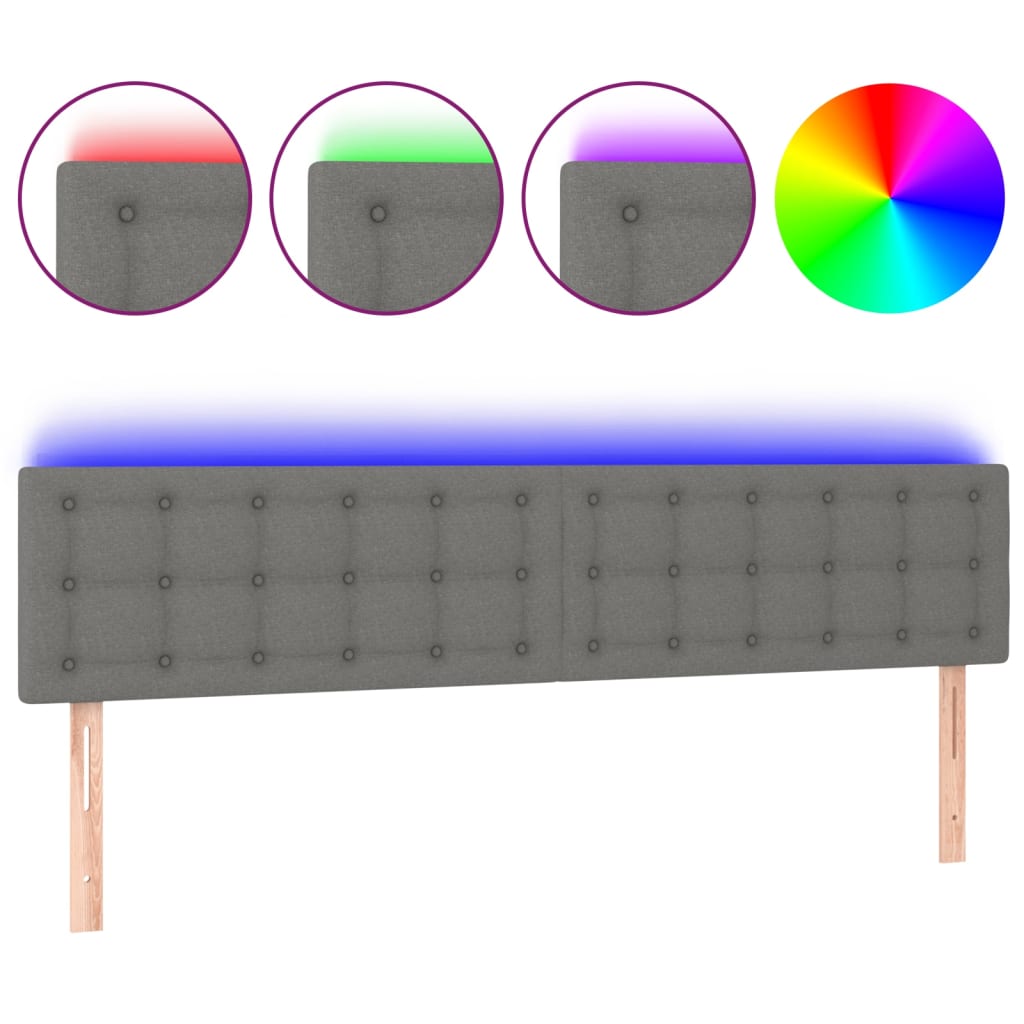 LED uzglavlje tamnosivo 180x5x78/88 cm od tkanine