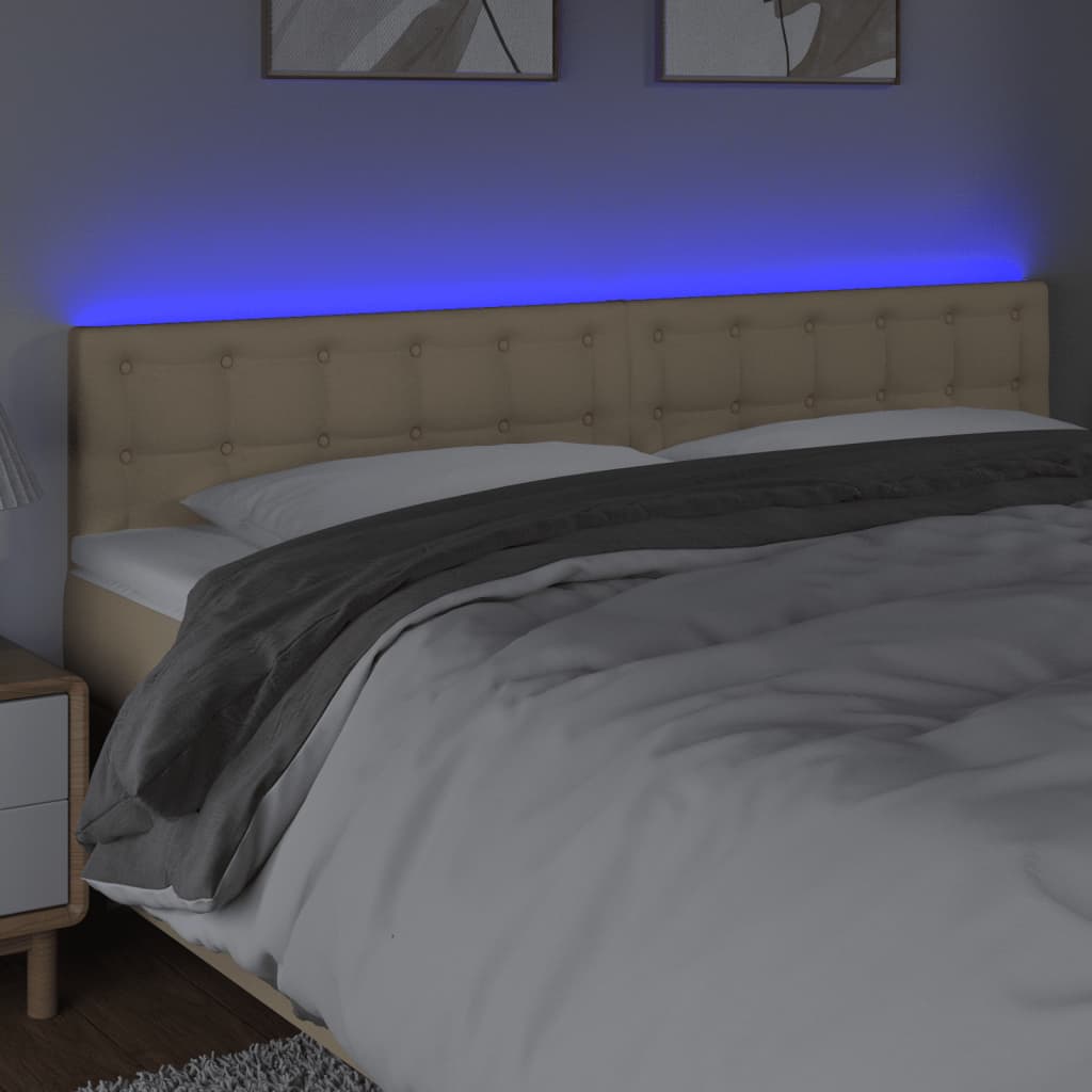 LED uzglavlje krem 200x5x78/88 cm od tkanine