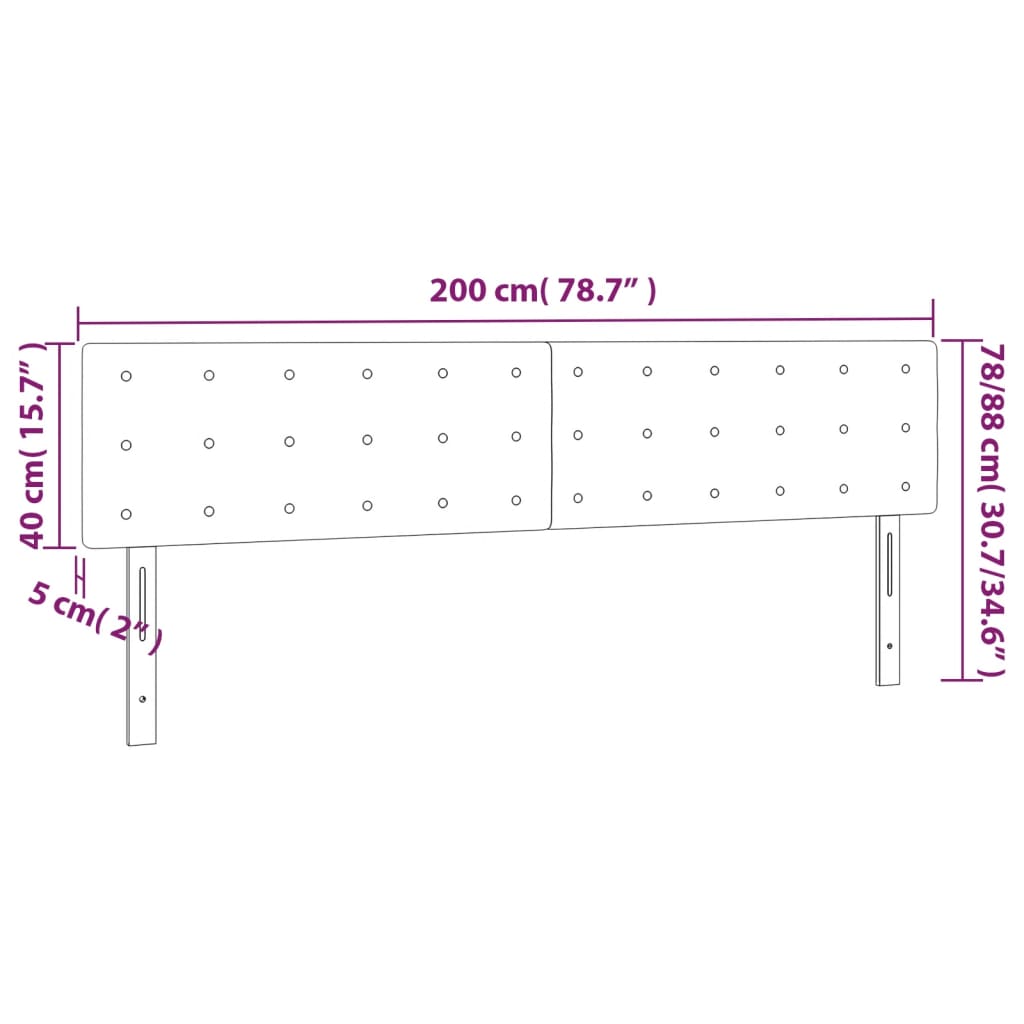 LED uzglavlje krem 200x5x78/88 cm od tkanine