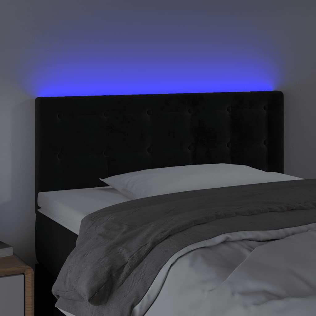 LED uzglavlje crno 80 x 5 x 78/88 cm baršunasto