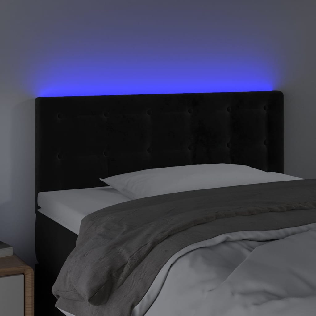 LED uzglavlje crno 100x5x78/88 cm baršunasto
