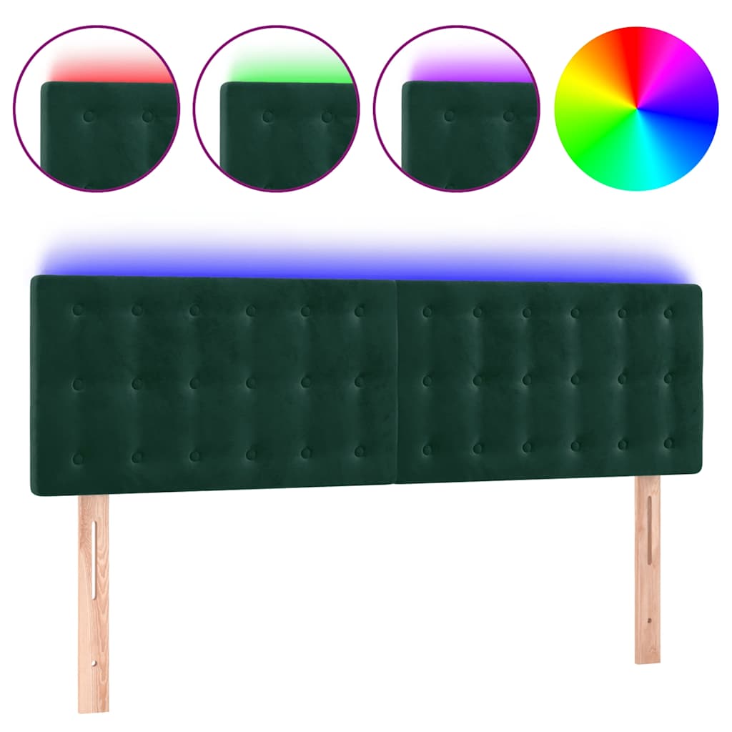 LED uzglavlje tamnozeleno 144x5x78/88 cm baršunasto