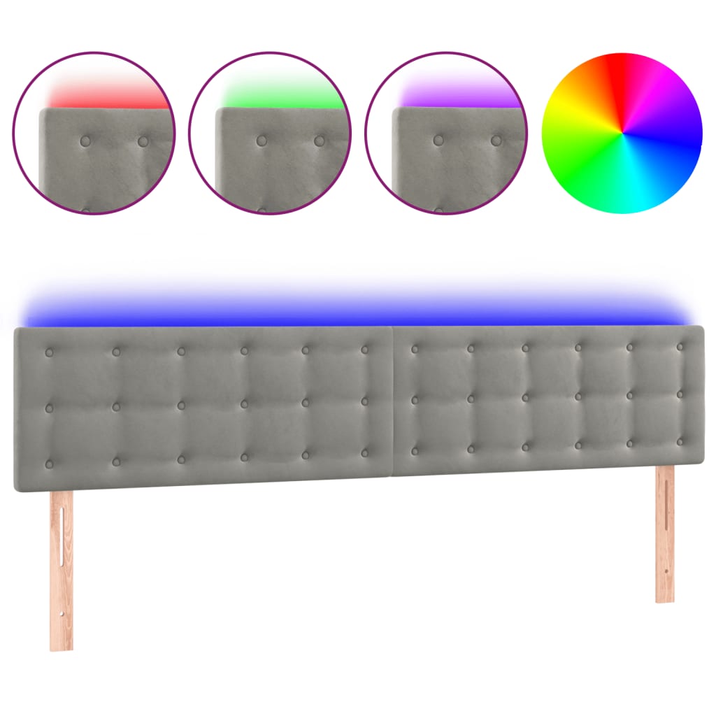 LED uzglavlje svjetlosivo 180x5x78/88 cm baršunasto
