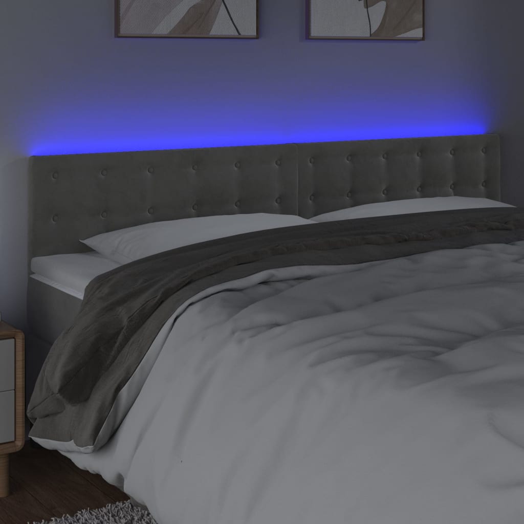 LED uzglavlje svjetlosivo 180x5x78/88 cm baršunasto