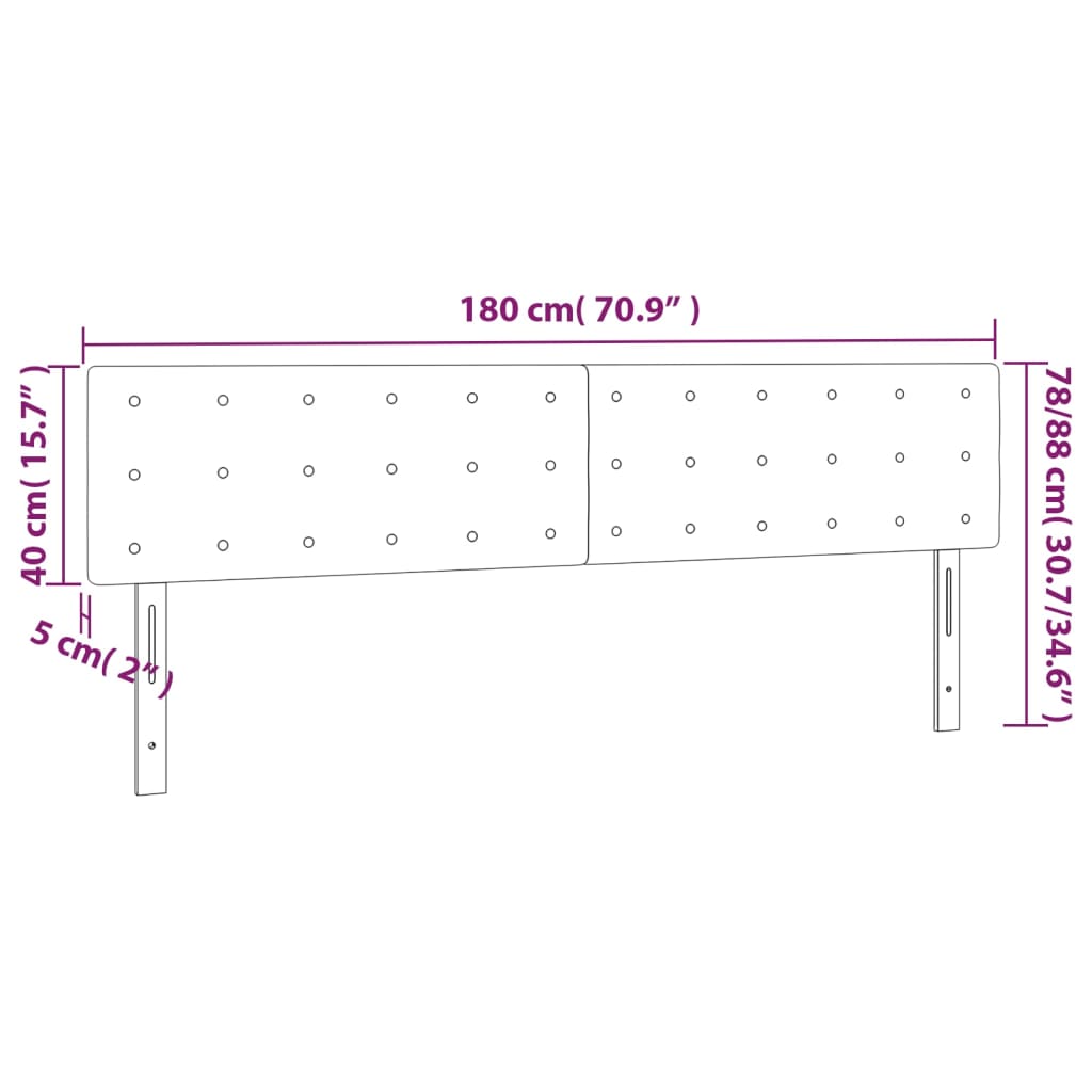 LED uzglavlje svjetlosivo 180x5x78/88 cm baršunasto