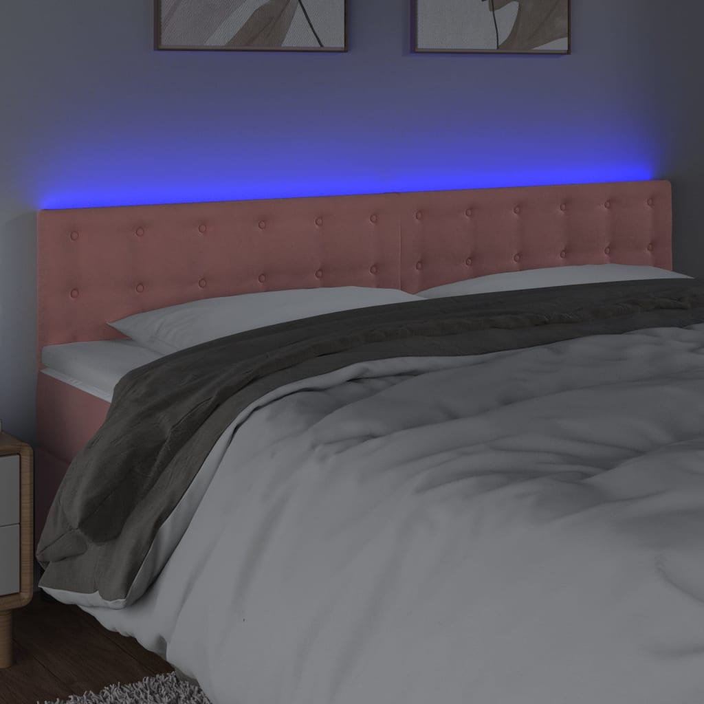 LED uzglavlje ružičasto 180x5x78/88 cm baršunasto