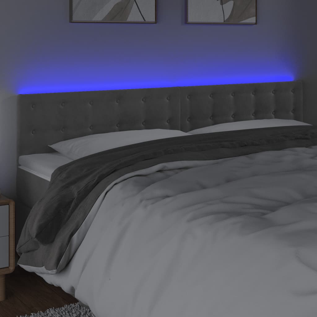 LED uzglavlje svjetlosivo 200x5x78/88 cm baršunasto
