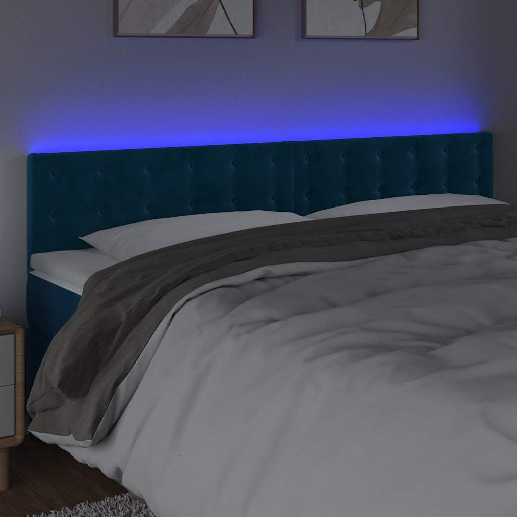 LED uzglavlje tamnoplavo 200x5x78/88 cm baršunasto