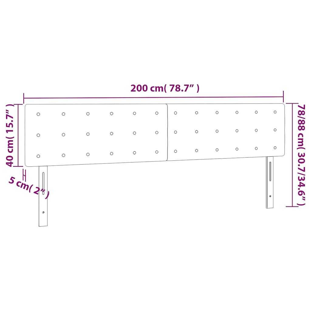 LED uzglavlje tamnoplavo 200x5x78/88 cm baršunasto