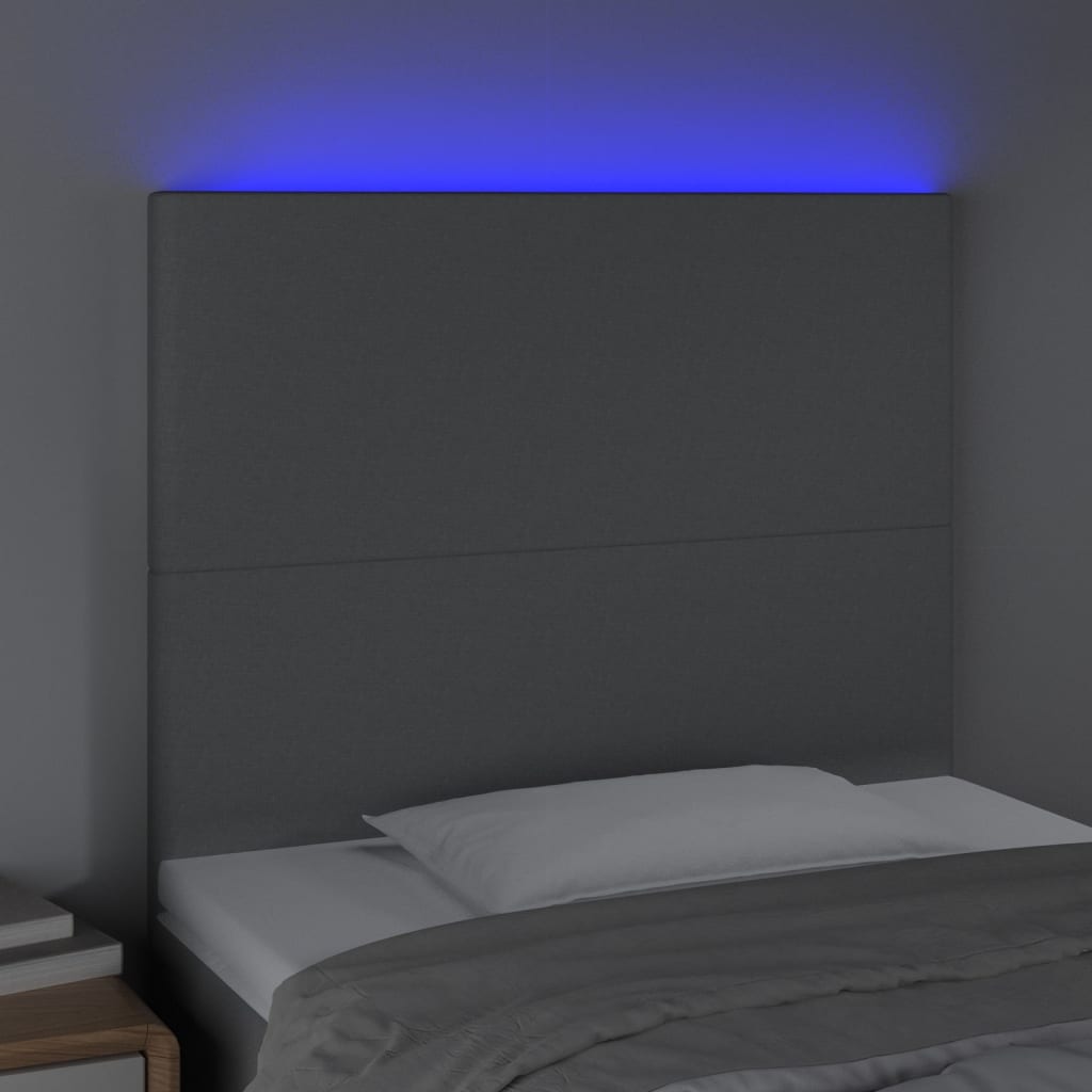 LED uzglavlje svjetlosivo 90x5x118/128 cm od tkanine
