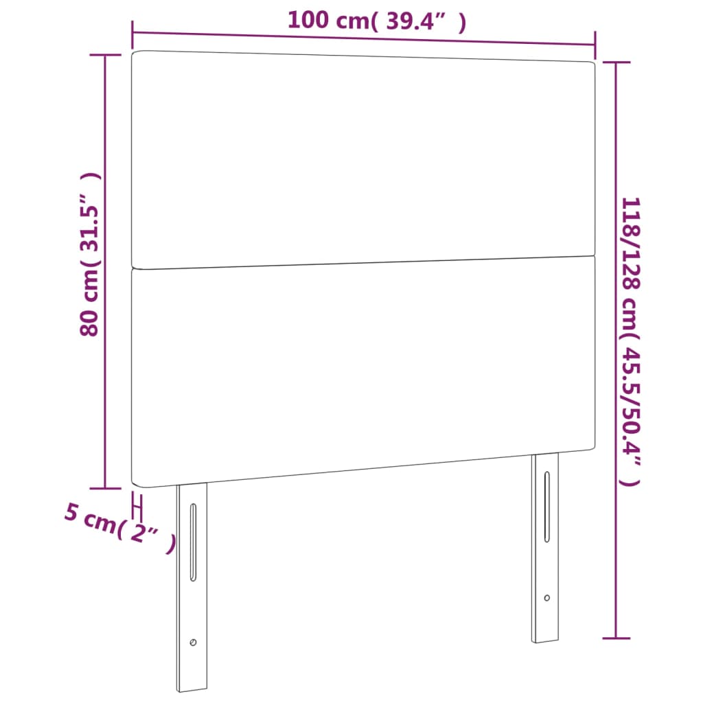 LED uzglavlje crno 100x5x118/128 cm od tkanine