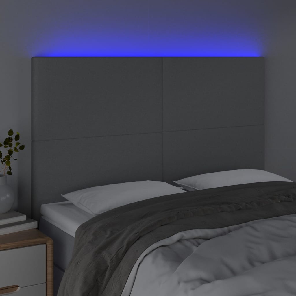 LED uzglavlje svjetlosivo 144x5x118/128 cm od tkanine