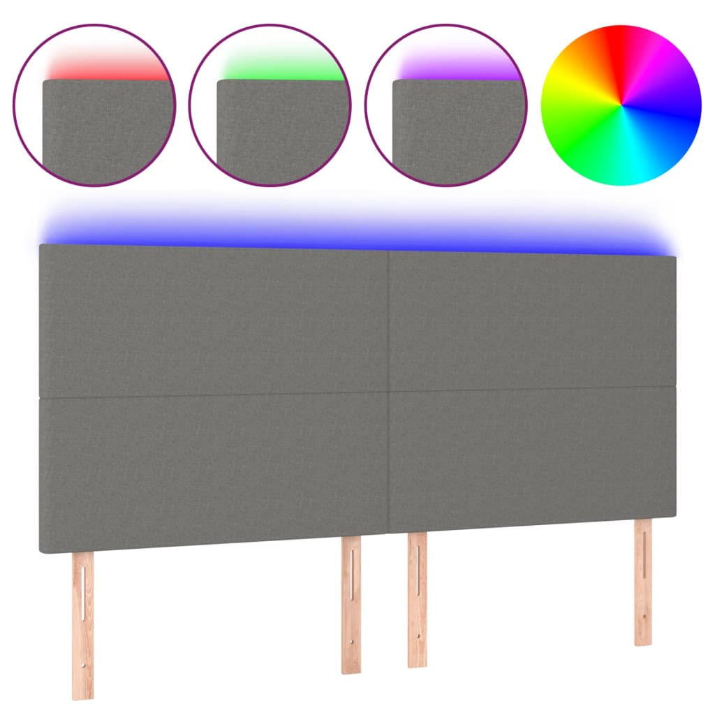 LED uzglavlje tamnosivo 160x5x118/128 cm od tkanine