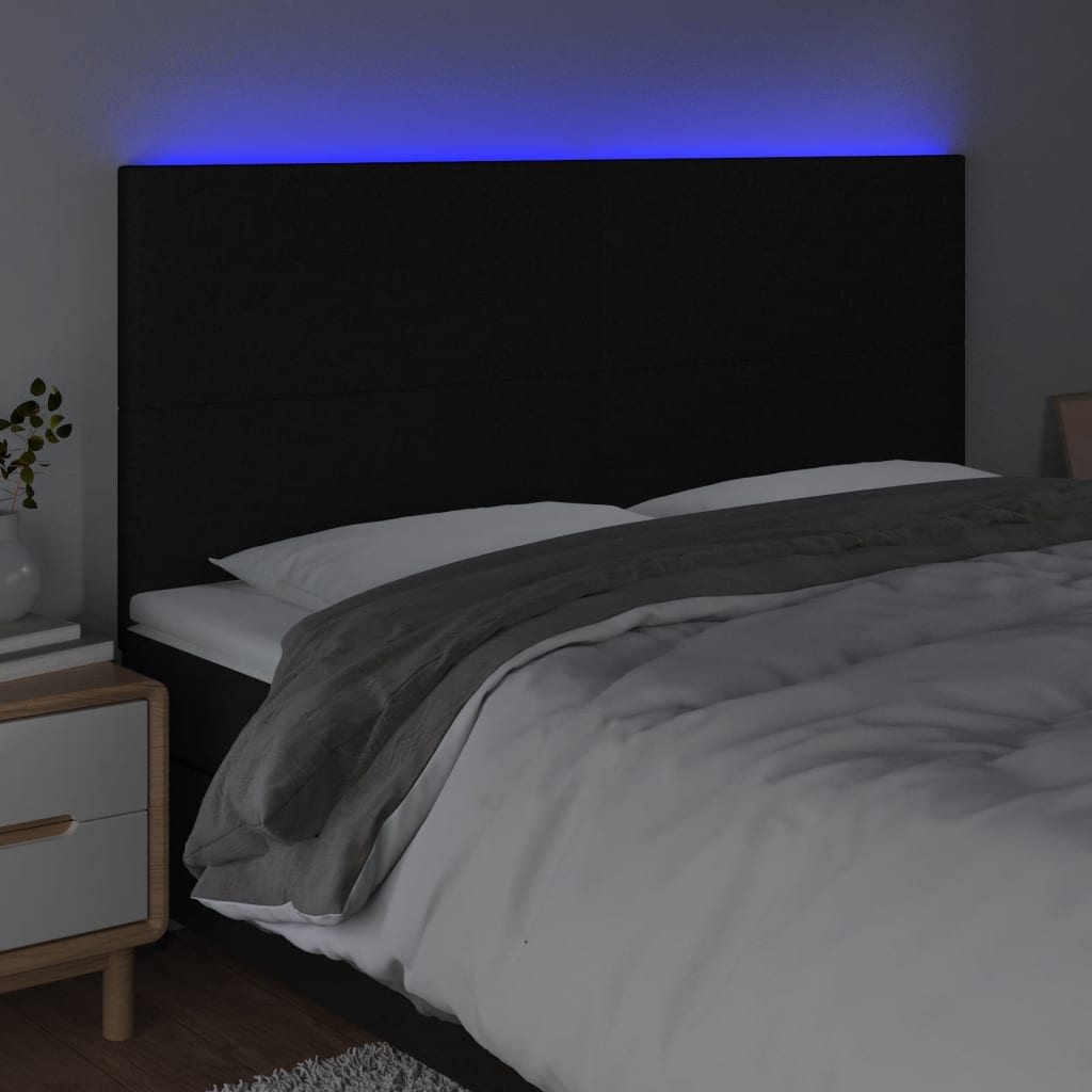 LED uzglavlje crno 160x5x118/128 cm od tkanine