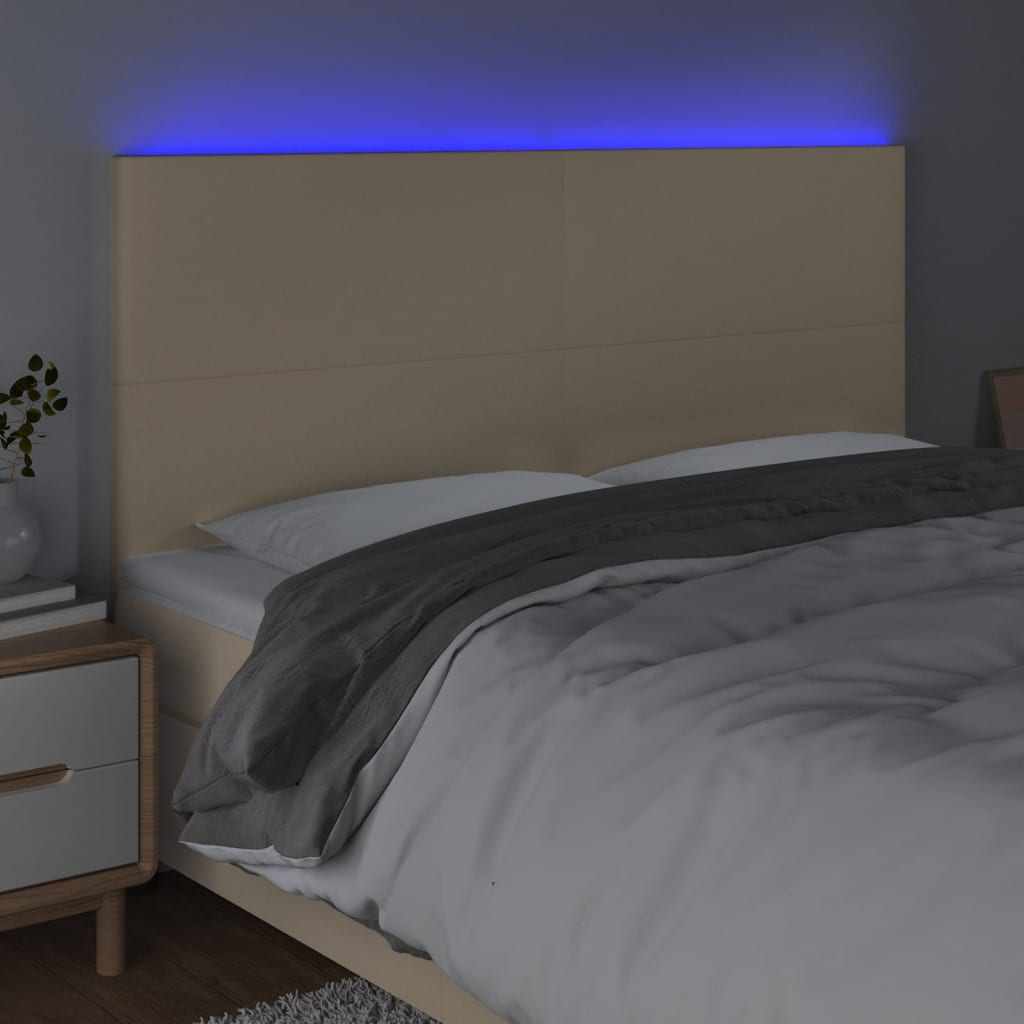 LED uzglavlje krem 160x5x118/128 cm od tkanine