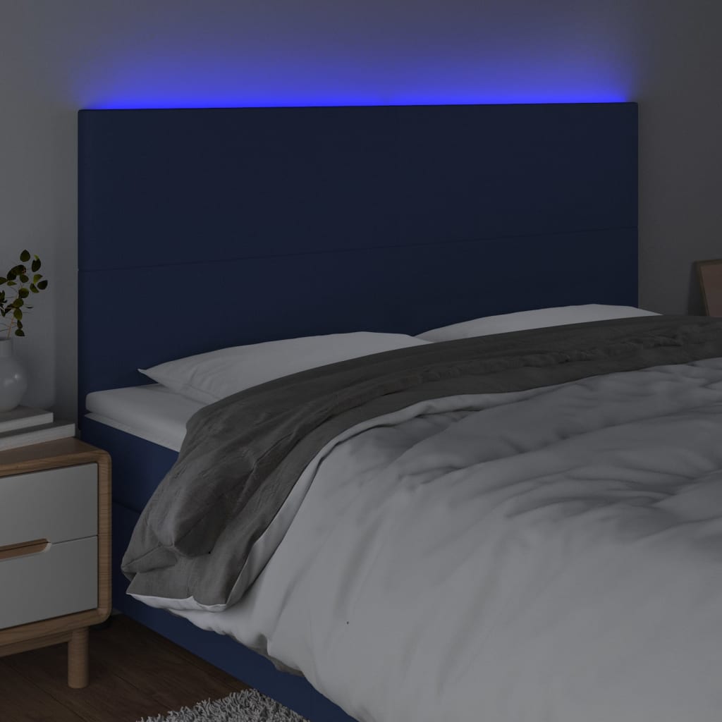 LED uzglavlje plavo 160x5x118/128 cm od tkanine