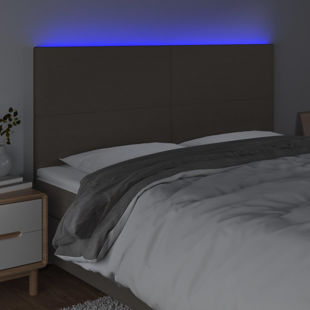LED uzglavlje smeđesivo 180x5x118/128 cm od tkanine