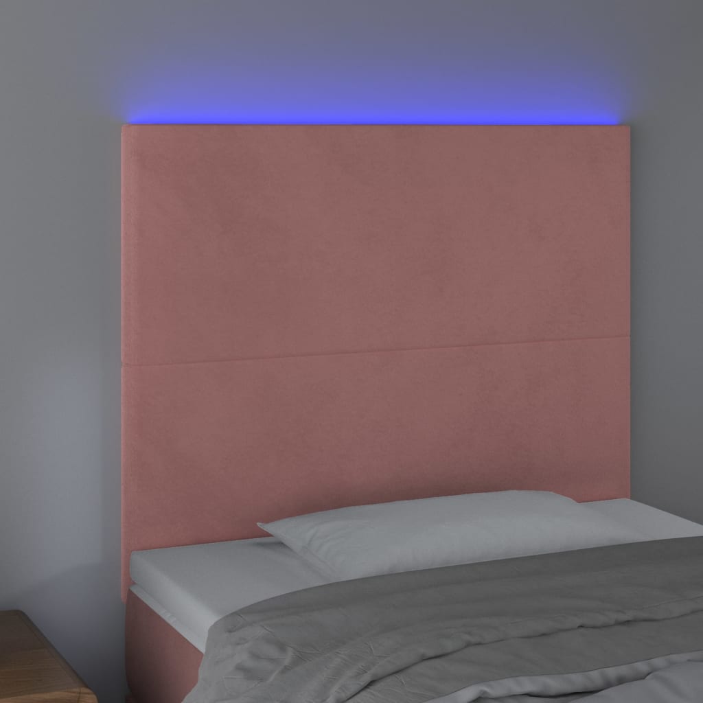 LED uzglavlje ružičasto 100x5x118/128 cm baršunasto