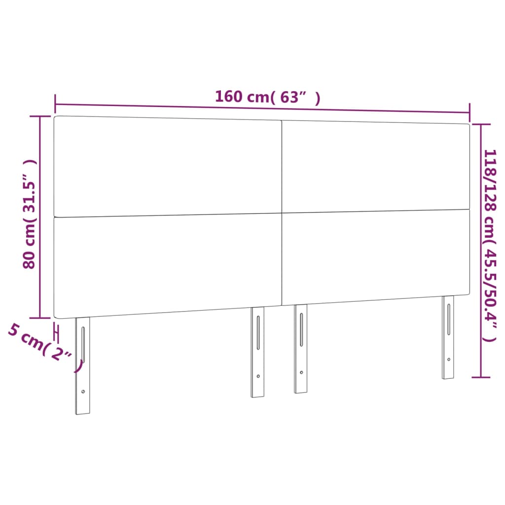 LED uzglavlje crno 160x5x118/128 cm baršunasto